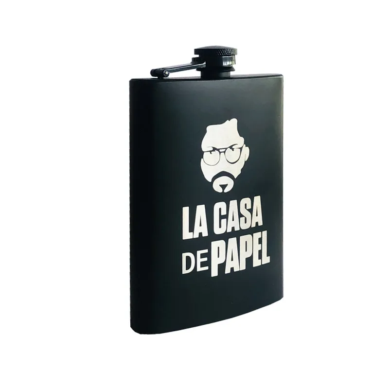 Мини 8 унций полностью черный Джек Ликер Виски кувшин лазер La casa de papel 18/8 нержавеющая сталь спирт водка бедра фляжка Wiskey бутылка