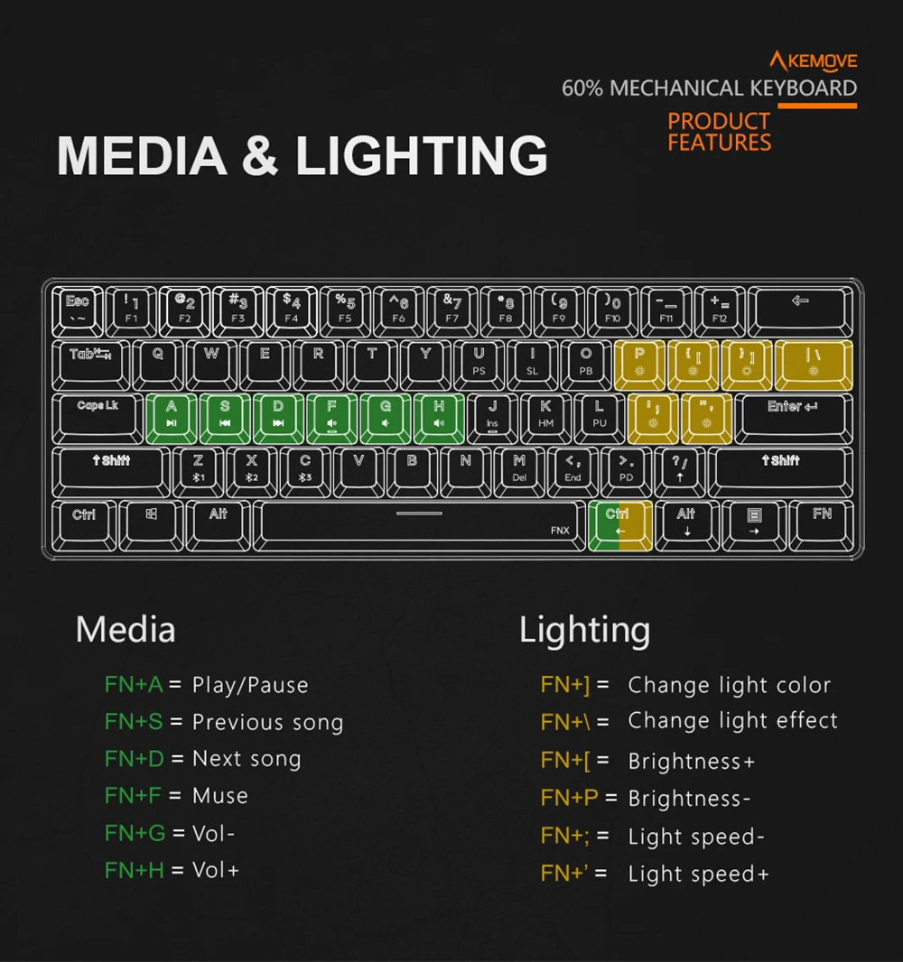 60% nkro bluetooth modo duplo pbt keycaps