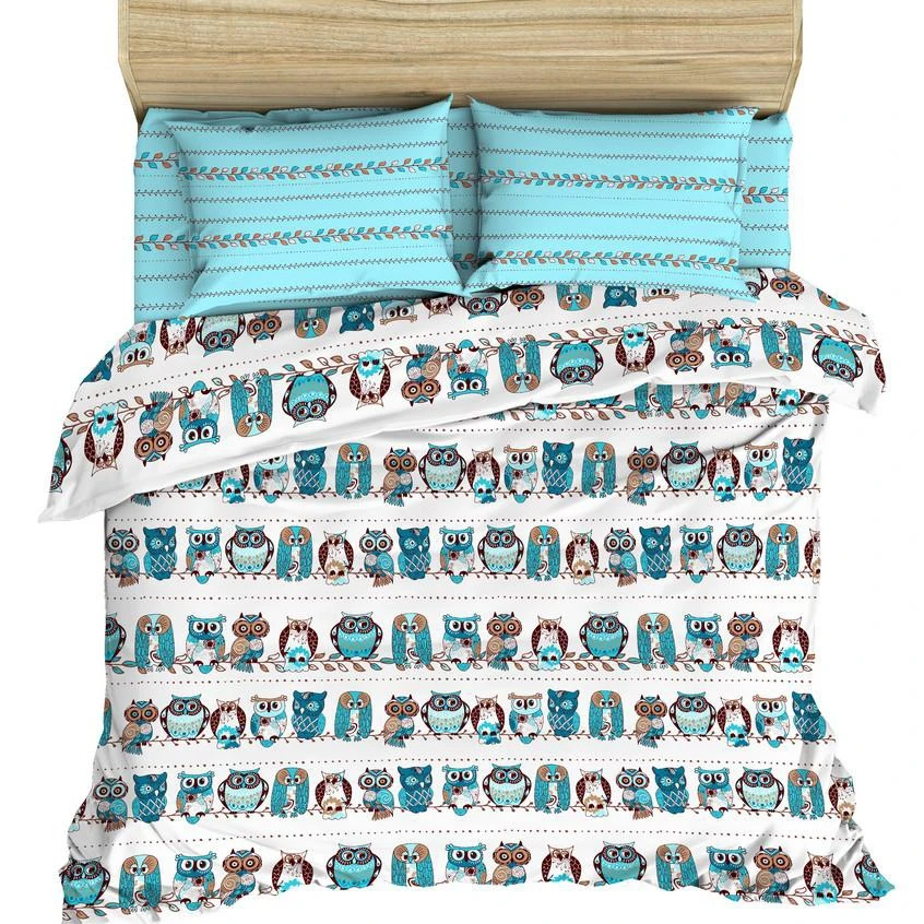 Bedding set made of coarse calico, 100% cotton, fig. 7184 Owls ► Photo 2/4
