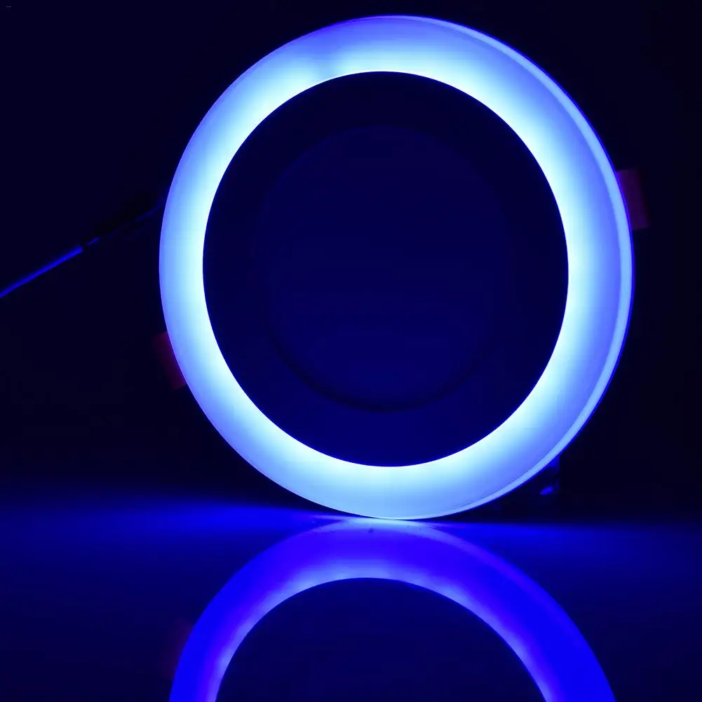 Тип офисный светодиодный круглый панельный светильник белый+ синий/RGB встраиваемый потолочный светильник Прожектор холодный Домашний Светильник 85-265 В переменного тока