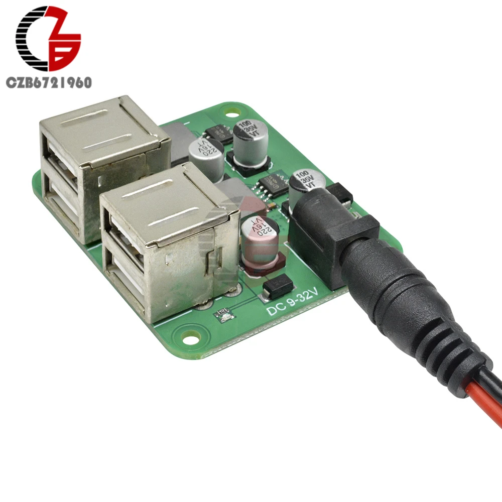 4USB Бак Шаг вниз Питание модуль DC-DC 9 V-32 V постоянного тока до 5V Напряжение регулятор регулируемый Мощность конвертер трансформатор постоянного тока 4 порта USB