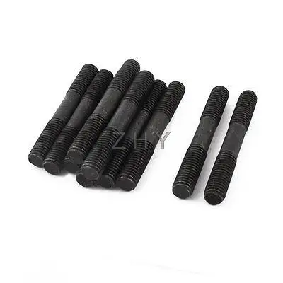 

10Pcs Binder Plate 10mm Dia Thread Dual Ended Screw Bolt Black