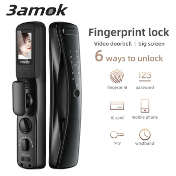 

3amok Fingerprint lock Digital Password Door lock With camera and screen Intelligent Smart Electronic Lock Safety IC card Unlock