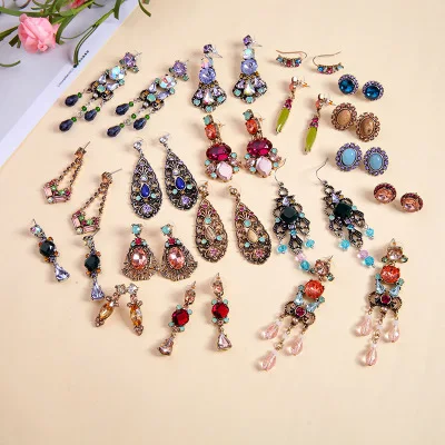 kissme Vintage Style Earrings Multiple Crystal Acrylic Resin Drop Earrings For Women Korea New Fashion Jewelry Wholesale Brincos