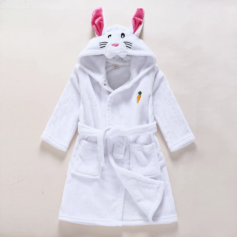 Kigurumi/толстовки с единорогом; Детские Банные халаты; детские пижамы для мальчиков и девочек с изображением животных из мультфильма «Звездная Радуга»; ночная рубашка; детская одежда для сна; халат - Цвет: White Rabbit