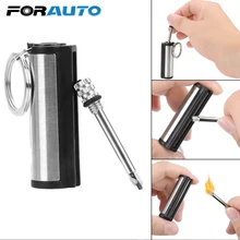 FORAUTO Key Ring Car Keychain Cylindrical Match Striker Lighter Permanent Key Chain Stainless Steel Auto Accessories