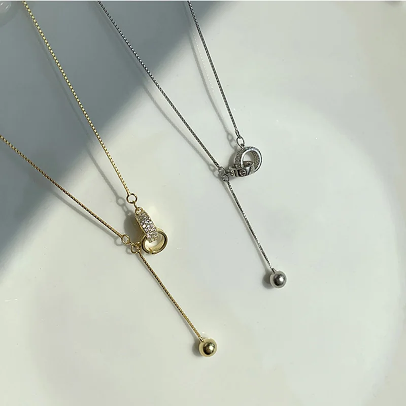 Hot 925 Sterling Silver Circle Necklace Female Shiny Small Round Bead Pendant Exquisite Choker Party Gift For Ladies SNK028