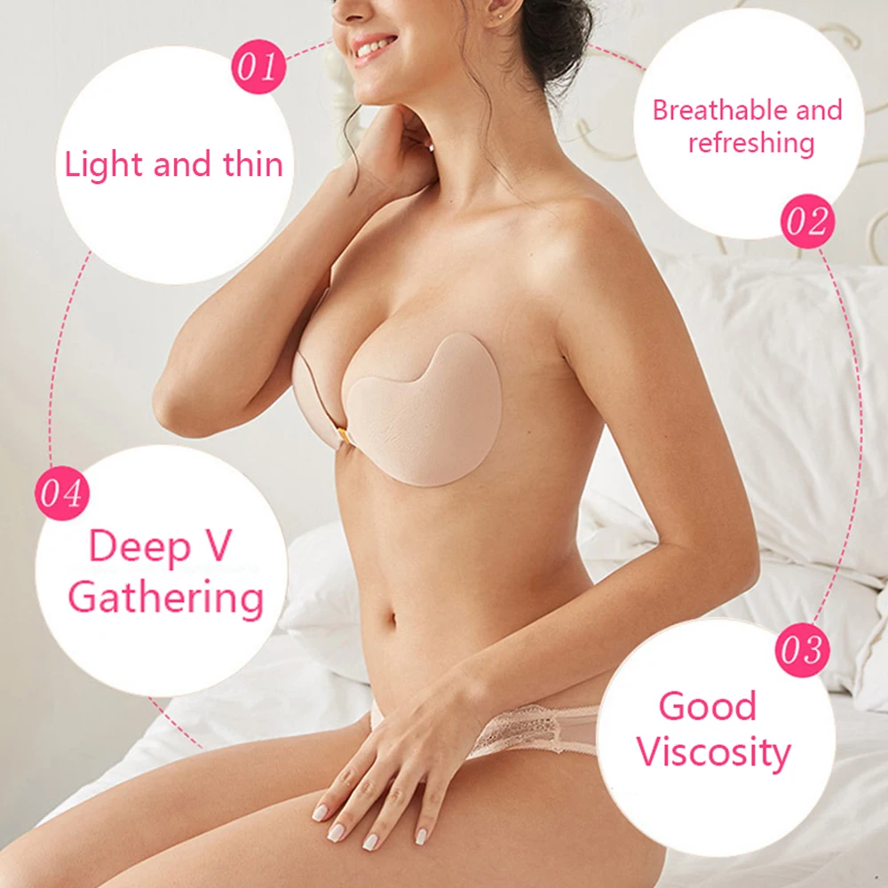 Strapless Viscous Bra, Backless Bra, Breast Lift, Low-Cut Bra for