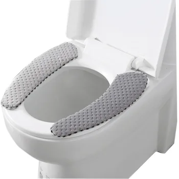 

Paste Toilet Mat Thick Coral Fleece Toilet Seat Cover WC Non-slip Stickers Circle Paste Universal Washable Bathroom Accessories