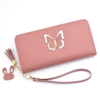 

New Lovely Tassel Women Wallets Long Clutch bag Girls Purse Credit Card Holder Coin Purse Red Wrist strap Clutch Wallet for Lady