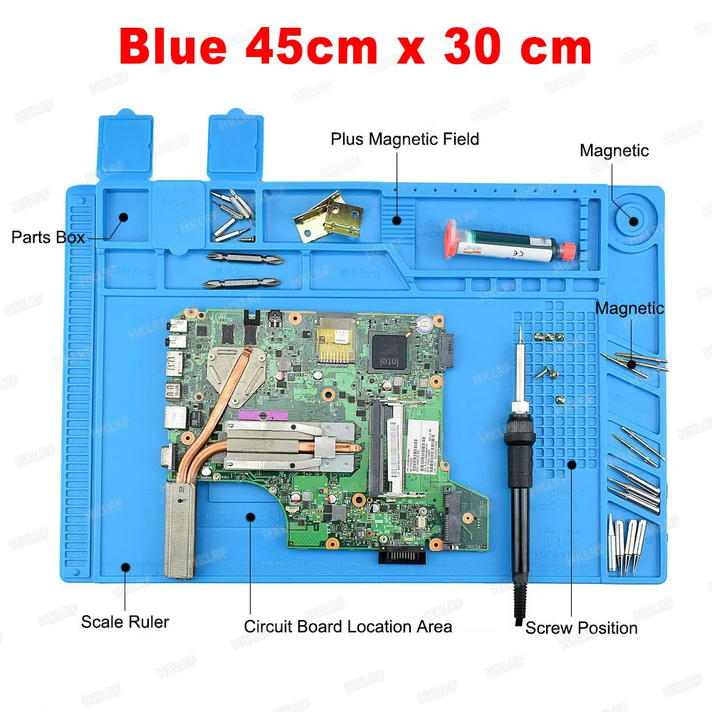 

45*30CM With Magnetic Section Maintenance Soldering Repair Heat Insulation Pad Silicon Working Pad Desk Mat Platform