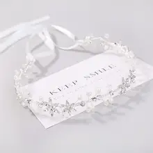 Ручная работа Жемчужная Повязка На Голову мягкий гребень для волос из горного хрусталя лоза свадебные головные уборы с лентой для свадебного украшения женщин