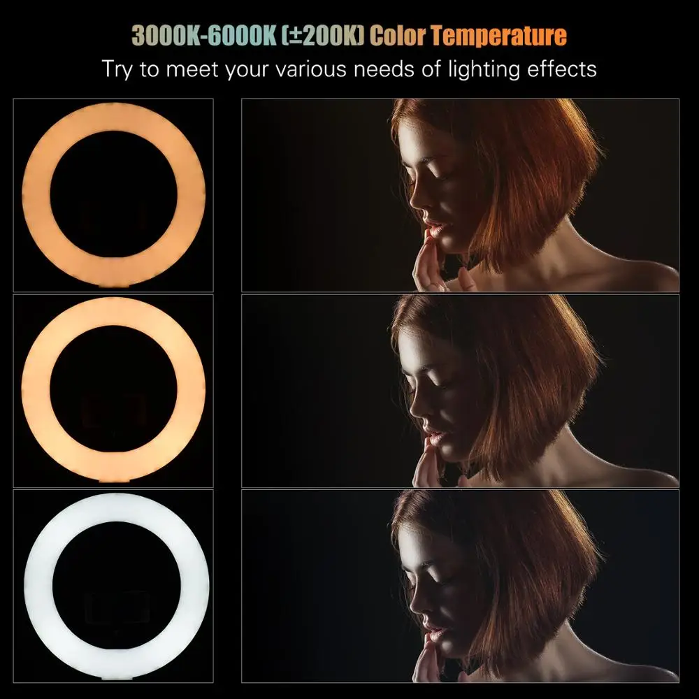 2M bracket 18 Inch Ring Light LED Video Makeup Light Dimmable 6000K Photography Lamp Tripod Beauty Light Studio Photo Lamp