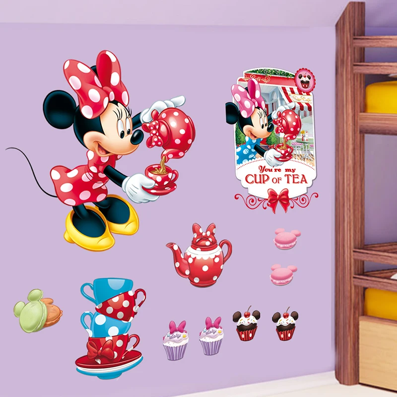 Cartoon Disney Minnie You're A Cup Of Tea Wall Stickers For Nursery Kids Room Home Decor Bedroom Wall PVC Mural Art DIY Poster Cartoon Disney Minnie You're A Cup Of Tea Wall Stickers For Nursery Kids Room Home Decor Bedroom Wall PVC Mural Art DIY Poster