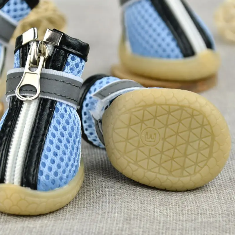 Multi-Size Dog Suede Zipper Shoes Soft Leather Anti-Slip Shoes Mesh Ventilation Pet Outdoor Sports Shoes