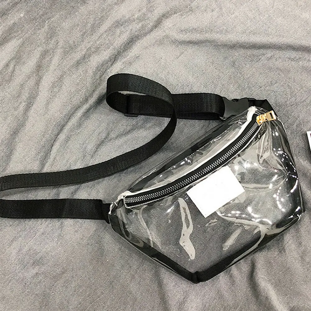 Women Chest Bags PVC Transparent Waist Bum Belt Shoulder Fanny Packs Handbags 