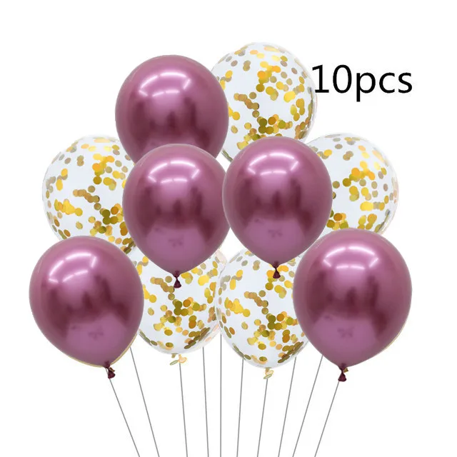 10pcs as the picture 10 шт. розовые и золотые воздушные шары набор конфетти хром шар День рождения деко вечерние украшения свадебные юбилей глобалы металлик - Цвет: 10pcs as the picture