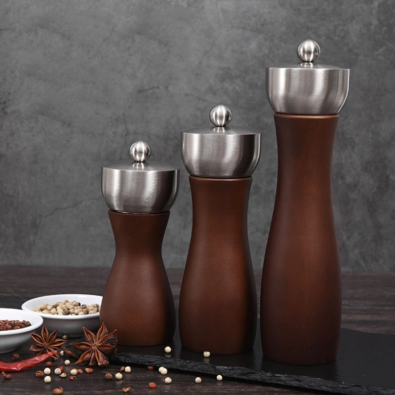 5/6/8 Inch Wooden Salt Pepper Grinder Manual Ceramic Core Spice Mill for Seasoning Kitchen Cooking Tools | Дом и сад