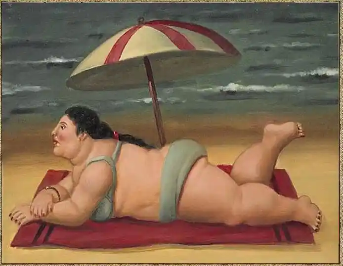 アーティストの完璧な高 品質の塗装抽象油絵 を再現する女性フェルナンド ボテロによるビーチで横になって Painting Calligraphy Aliexpress