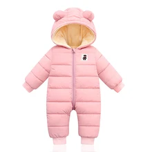 Vêtements d'hiver pour bébés filles, salopette à capuche pour enfants, combinaison pour nouveau né, tenue de neige, barboteuse chaude