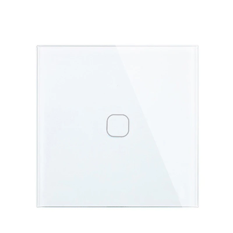 Сенсорный выключатель ЕС/Великобритания Стандартный белый кристалл стеклянная панель сенсорный выключатель, AC220V, 1 банда 1 способ, ЕС свет настенный сенсорный экран переключатель - Цвет: 1 Gang 1 Way White