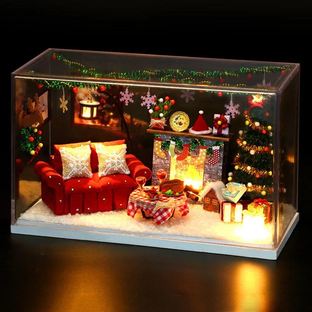 50% off~DOLLHOUSE MINIATURE KIT– Living Room in the morning WITH LIGHTS/COVER 
