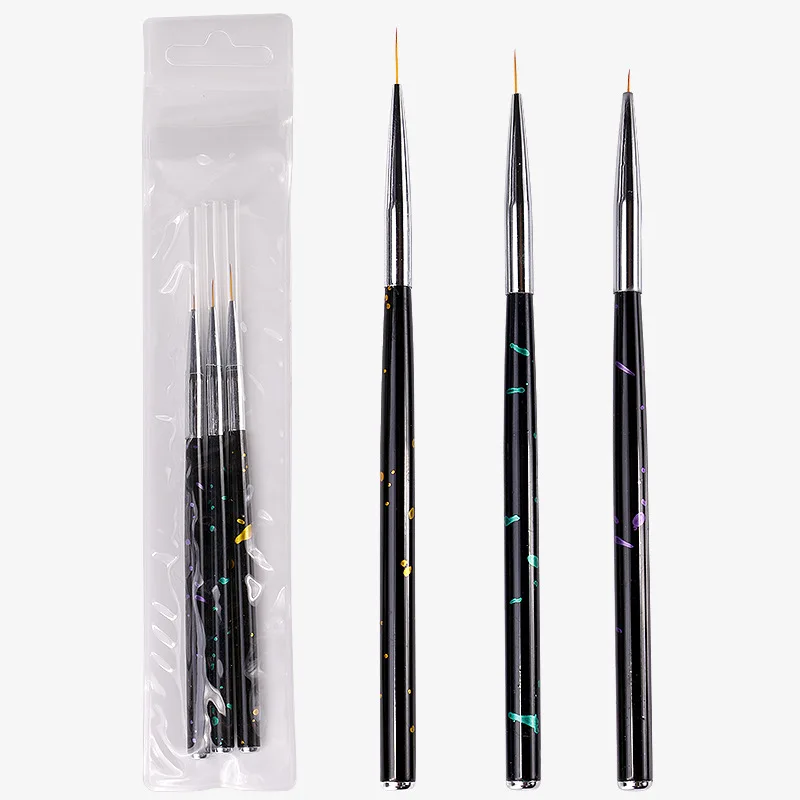 

3pcs /Set Flower Handle Nail Art UV Gel Liner Design Pen Professional Paint Drawing Brush Kit Nail Art Manicure Tools