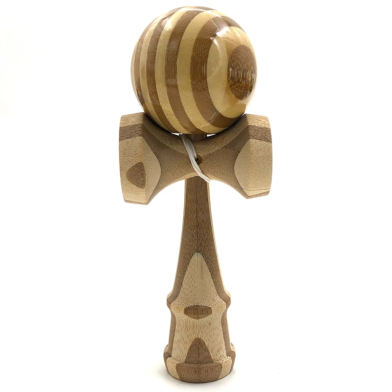 Обычная профессиональная бамбуковая деревянная игрушка Kendama для улицы, умелый шар для жонглирования, Красочные полосы, мяч для снятия стресса, обучающая игрушка - Цвет: Wood Color