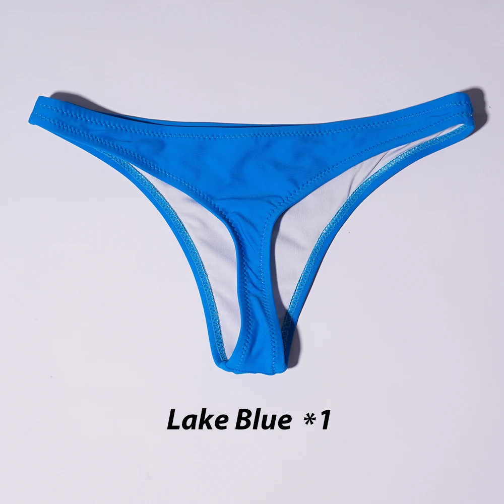 Lake Blue Распродажа Lunamy сексуальные купальники, бикини Для женщин дна однотонный Цвет бикини Трусы-стринги бразильские купальные трусики - Цвет: Lake Blue