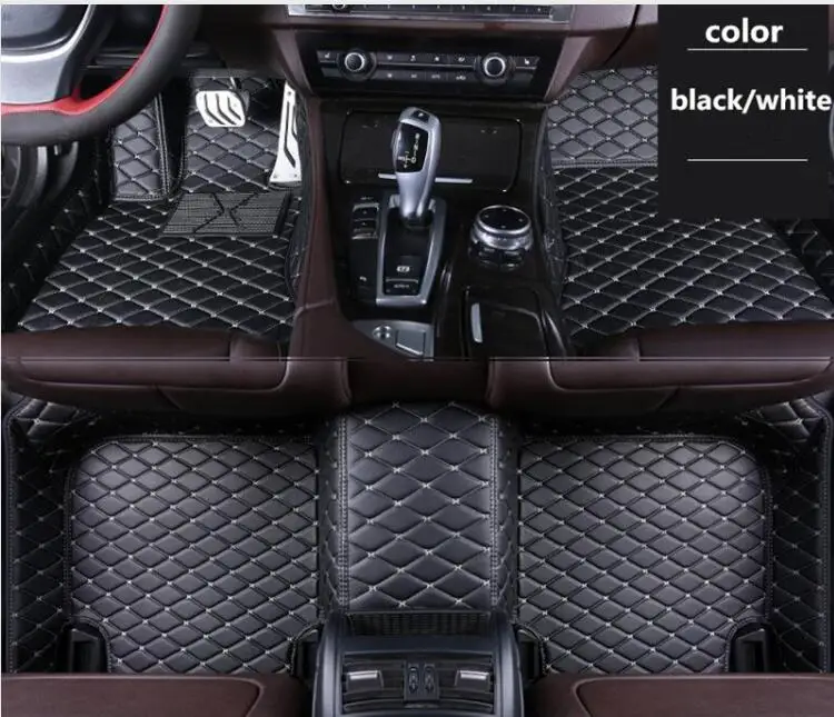 MSUEFKD пользовательские 3d ковры шикарная напольная коврики для Audi RS5 A1 A3 A4 A5 A6 A7 A8 S3 S4 S5 S6 S7 Q3 Q5 Q7 SQ5 R8 TT RS4 RS6 RS7 A4L A7L - Название цвета: black -white line