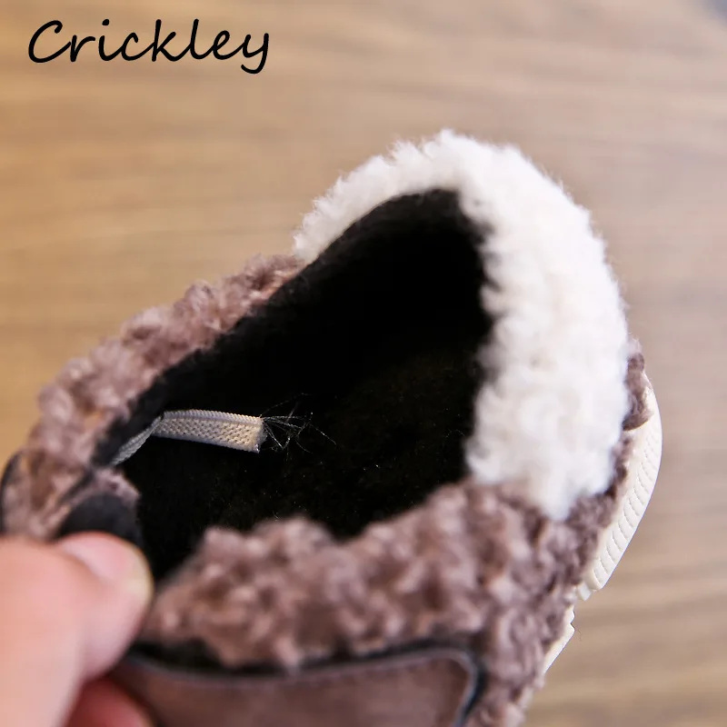 Children Sneakers Winter fashion LAMBS WOOL Keep Warm Sports Shoes for Girls Boys Hook& Loop Flat sneakers Kids Casual Shoes