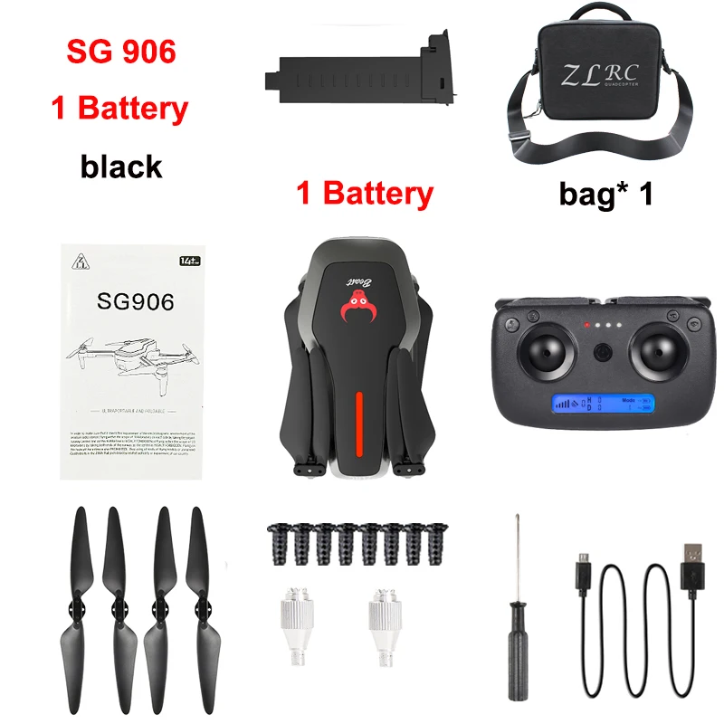 Black 1B With Bag SG906 gps Бесщеточный 4K Дрон с камерой RC Квадрокоптер DronHandbag 5G Wifi FPV Дрон оптический поток позиционирования высота удержания - Цвет: Black 1B With Bag