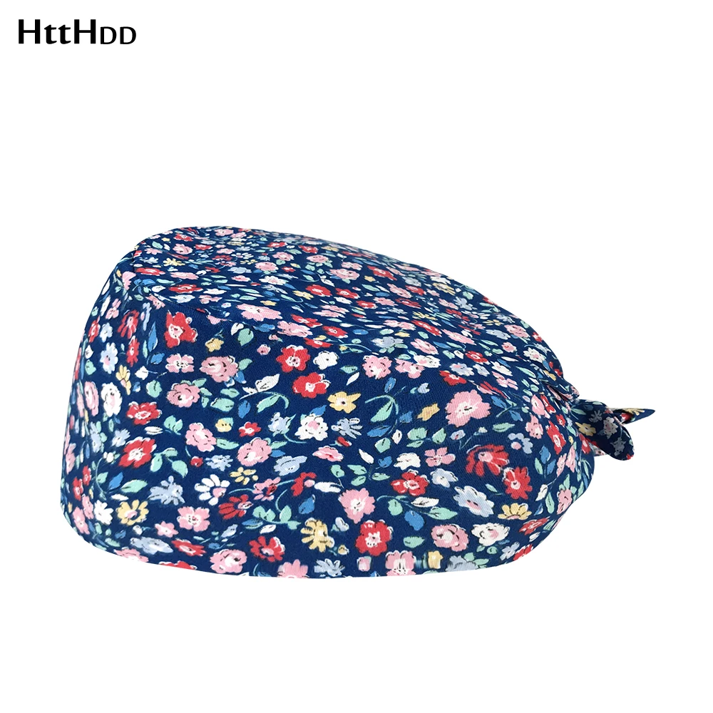 

Pet Health Center work hat Floral printing Elastic clean scrub hat Laboratory Dust hat scrubs women cap Beautician accessories