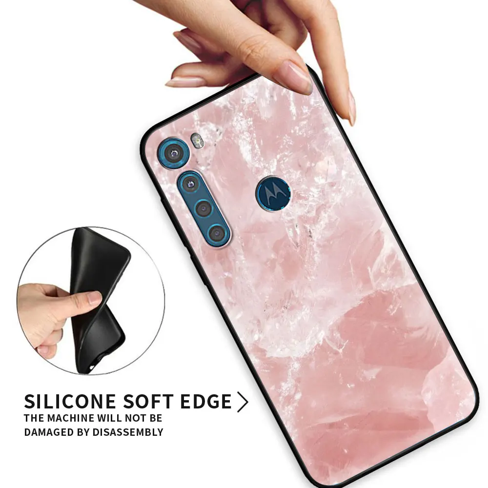 Black Case For Moto One Fusion G9 G8 Play Plus G10 Power G30 E6s One Hyper G Stylus Edge G60 G50 Gold Pink Rose Glitter Hearts