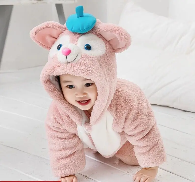 Pink Cat Новинка года; Комбинезон для маленьких мальчиков и девочек с милым рисунком медведя, кролика, кота; удобная и удобная теплая зимняя одежда - Цвет: Pink Cat