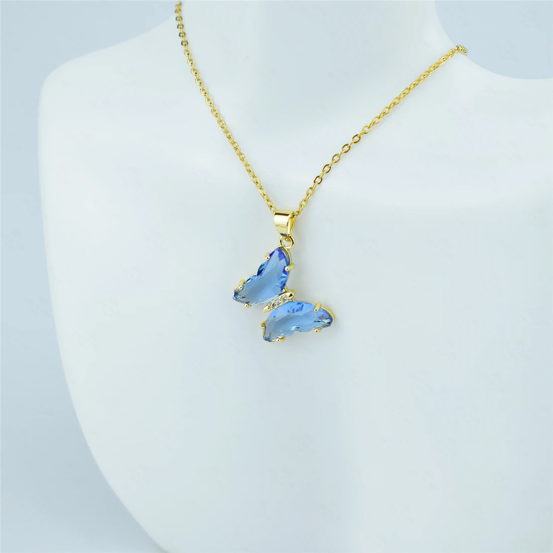 2021 New Fashion Hot-selling Butterfly Crystal Necklace AAA Micro-set Zircon Stud Earrings Jewelry Gift Wholesale Direct Mail