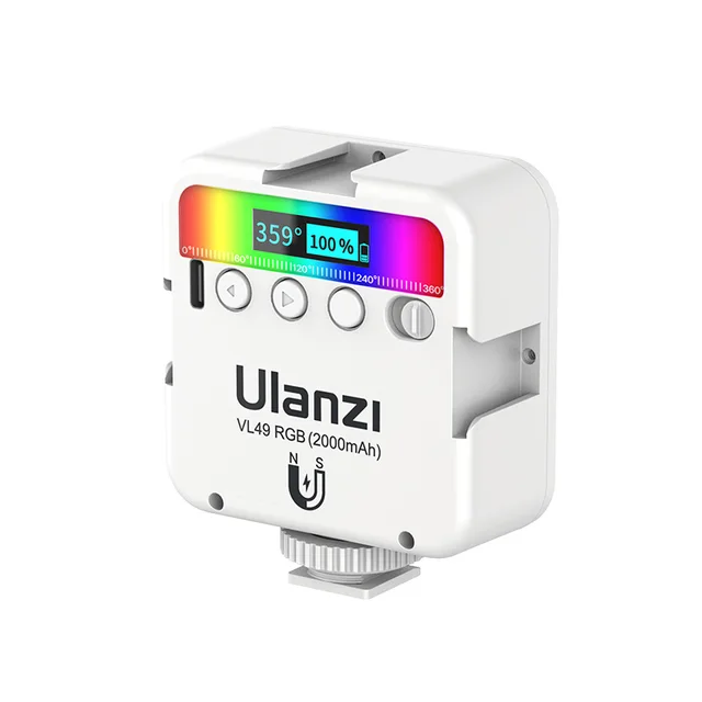Ulanzi VL49 RGB Video Lights Mini LED Camera Light 2000mAh Rechargable LED Panel Lamp Photo Video Lighting  for Youtube Tik tok White VL49RGB