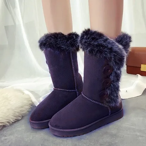 Women Snow Boots Large Size High Tube Classic Thick Fleece Models Autumn And Winter Snow Boots Big Cotton Shoes Quality Boots - Цвет: ZQ