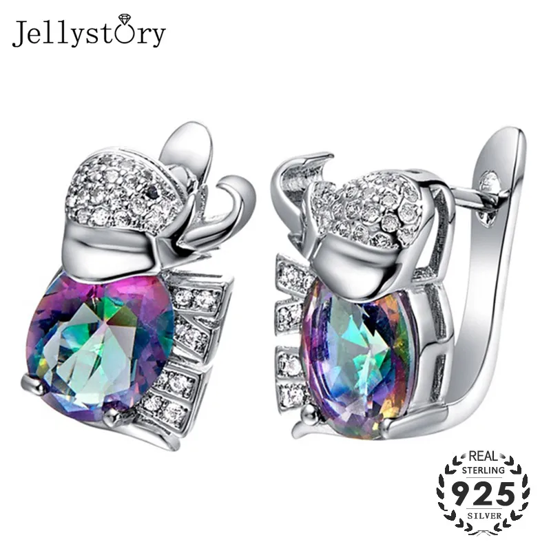 Jellystory модные 925 серебро серьги с жемчугом в форме слона Топаз Циркон драгоценные