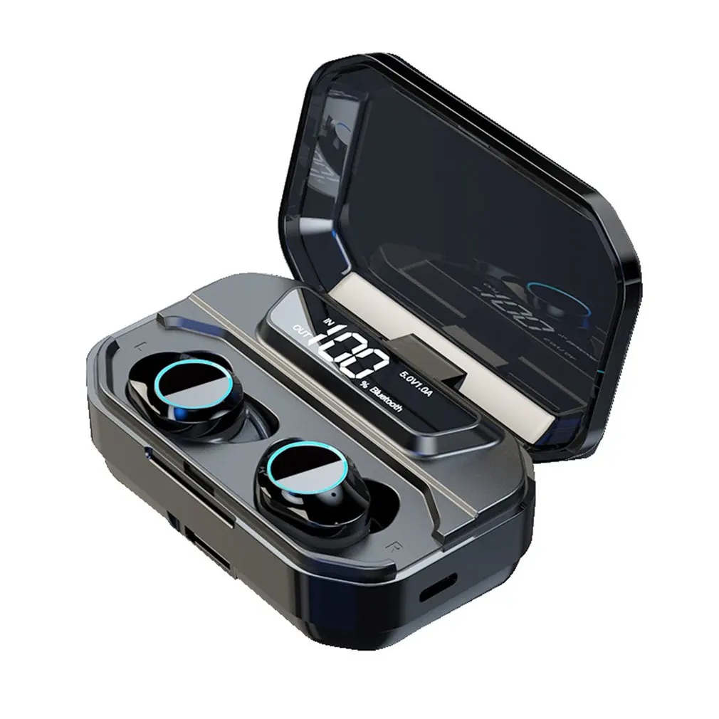G02 TWS 5.0 Bluetooth 9D Stereo Earphone Wireless Earphones IPX7 Waterproof Earphones 3300mAh LED Smart Power Bank Phone Holder