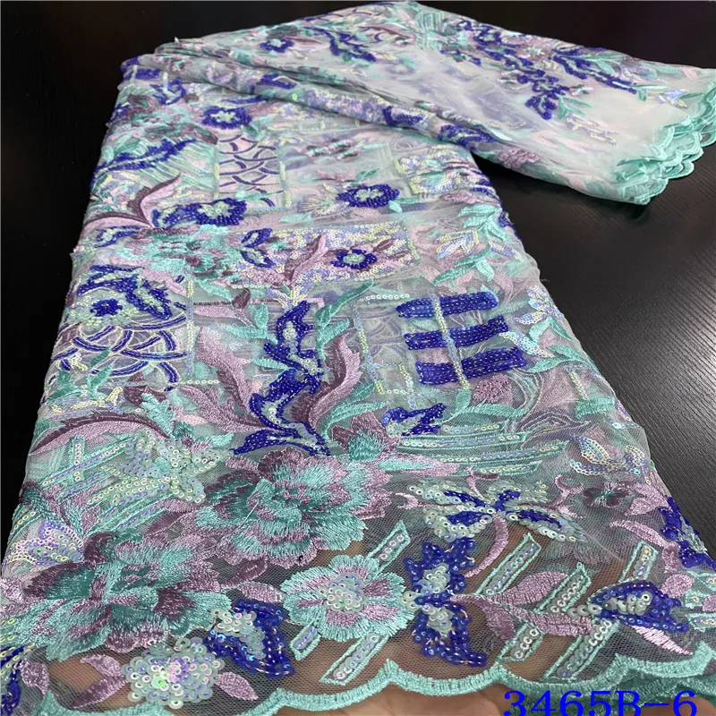 Luxury Teal Green Organza Sequin Lace Fabric High Quality African Tulle Matterail For Woman NA3465B-2 | Дом и сад