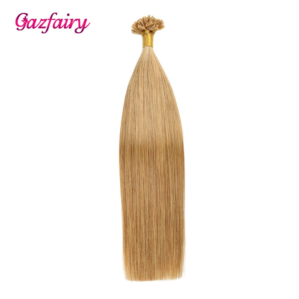 Gazfairy 16 &quot18&quot 20 &quot22&quot Remy кератиновые u образные накладные волосы 1 г/локон 50 100 шт