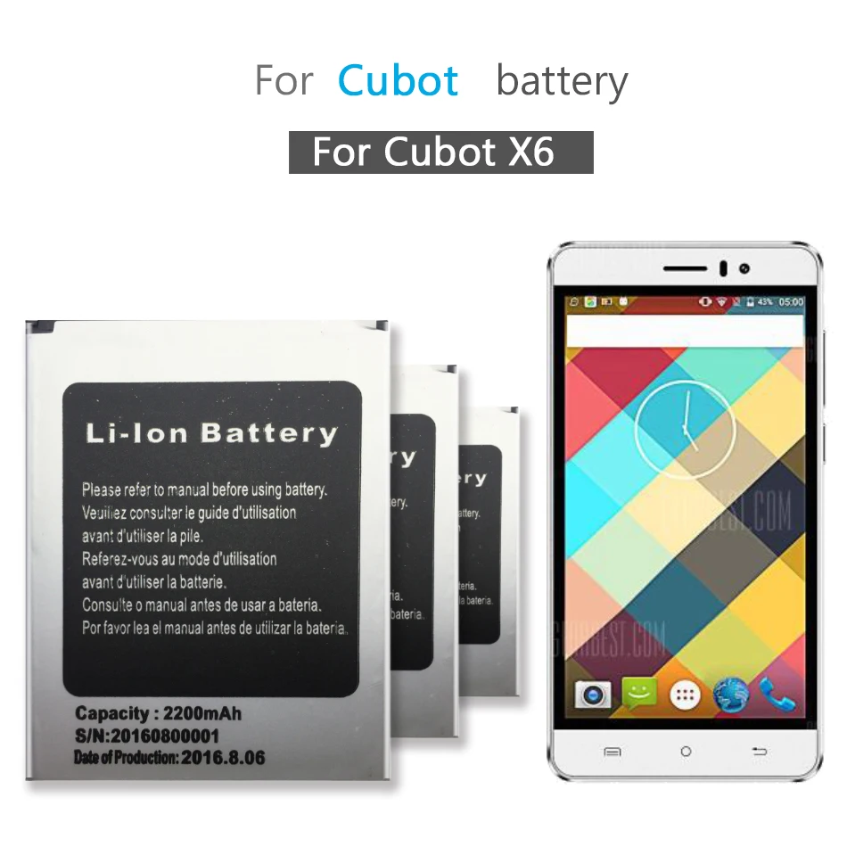 Mobile Phone Battery For Cubot X6 2200mAh Replacement | Мобильные телефоны и аксессуары
