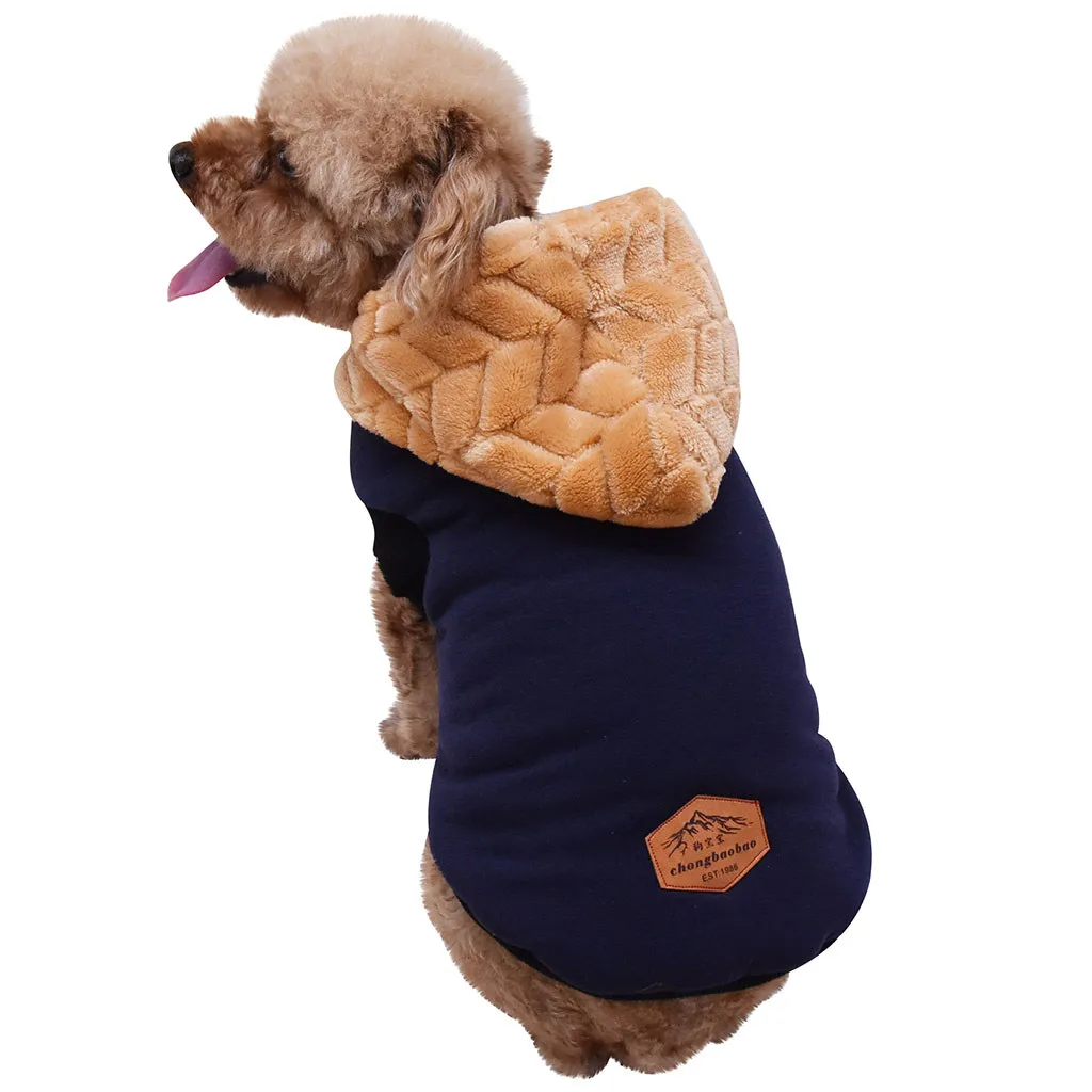 Одежда для собак; зимняя теплая футболка для собак; однотонное пальто; толстовка; жилет для домашних животных; теплая одежда для кошек; пальто с капюшоном для французских бульдогов