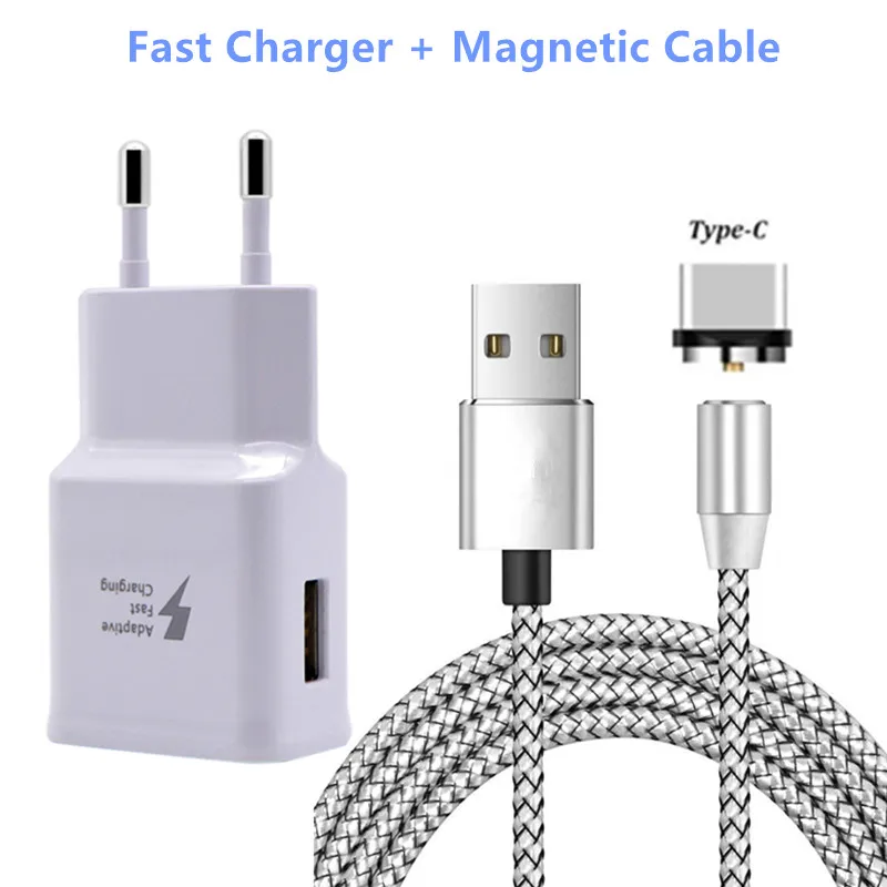 White Charger Cable Магнитный кабель usb type C для быстрой зарядки телефона, Магнитный провод для зарядки samsung Galaxy A30 A20E A40 A50 A70 S8 S9 S10 M40, кабель для передачи данных - Цвет: White Charger Cable