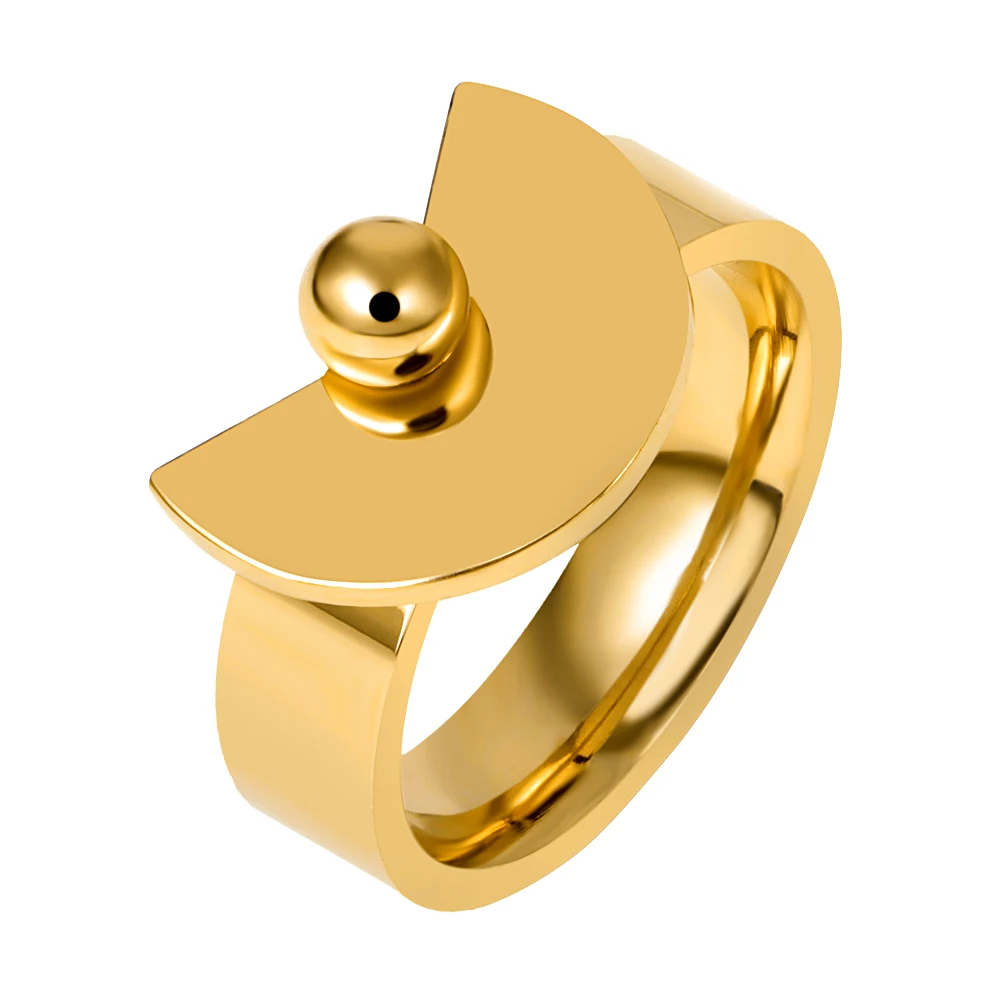 Брендовое женское кольцо из нержавеющей стали с блестками, модное женское кольцо в подарок, модное женское кольцо с подвеской, ювелирные изделия для свадебной вечеринки - Цвет основного камня: Gold