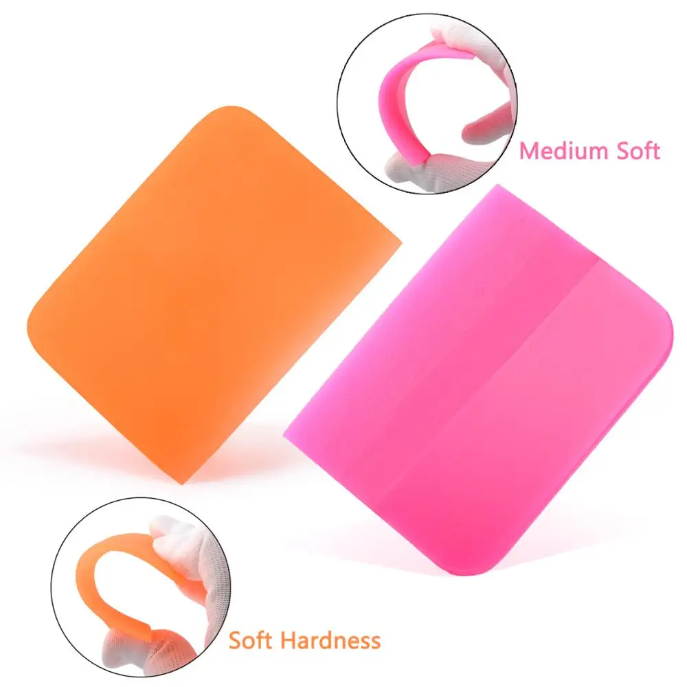 

EHDIS 2pcs Soft Wrapping Rubber Squeegee Carbon Fiber Window Film Tint Scraper Winter Water Wiper Glass Vinyl Car Cleaning Tools