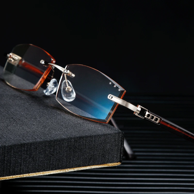 Новинка, безрамные квадратные очки для чтения, женские очки без оправы, мужские очки против усталости при дальнозоркости, очки для дальнозоркости+ 1,5, чехол NX