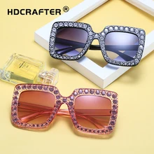 Большие квадратные солнцезащитные очки для женщин, модные мужские очки с имитацией бриллианта, уф400 Oculos Feminino