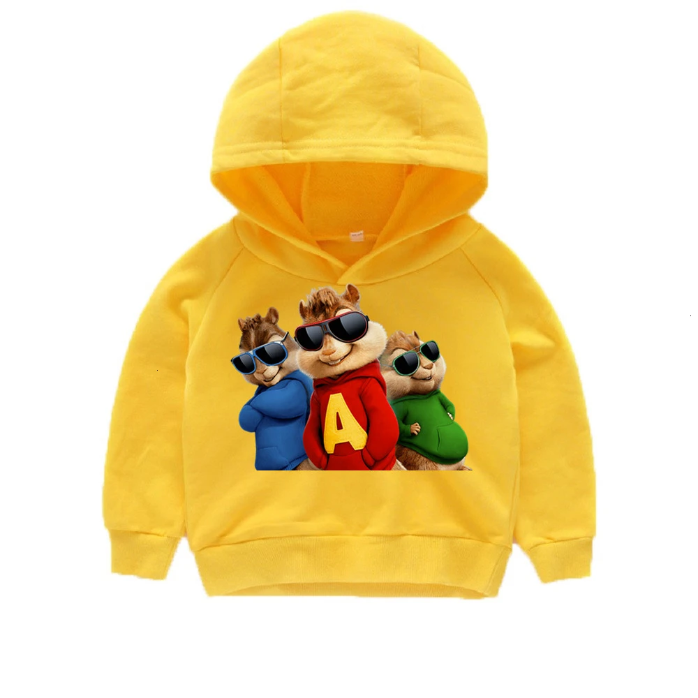 as picture Зимняя толстовка с капюшоном и принтом «Alvin And The Chipmunks», забавные детские топы с круглым вырезом для мальчиков и девочек, детские топы с героями мультфильмов - Цвет: as picture